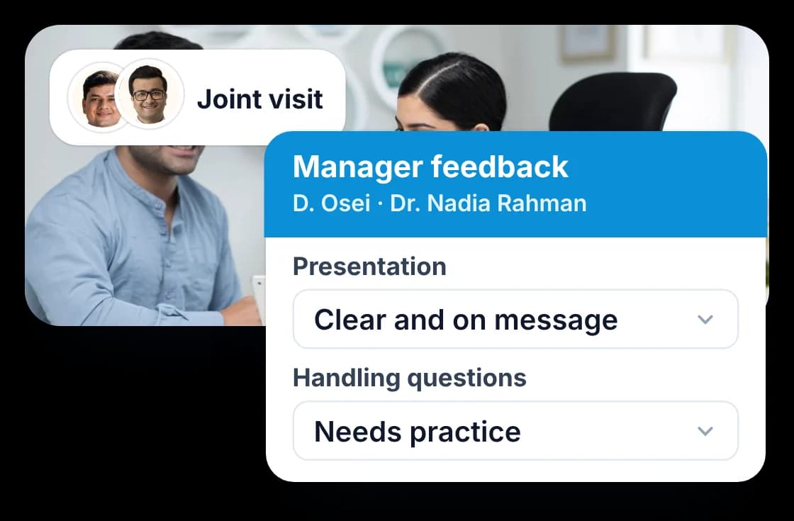 Joint detailing visits with manager feedback