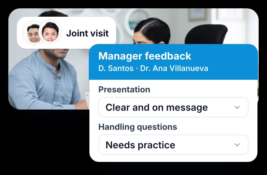 Joint detailing visits with manager feedback