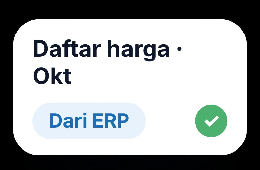 Daftar harga bulan ini tersinkron dari ERP ke BeatRoute, siap dipakai sales