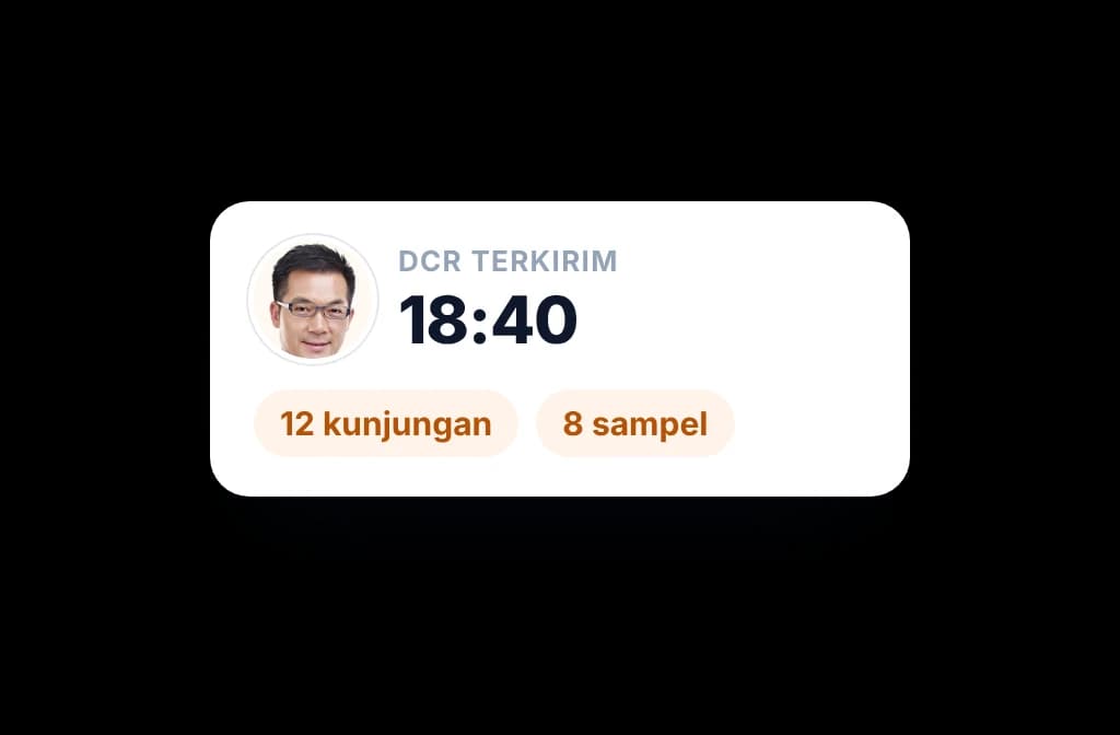 Laporan kunjungan harian yang dikirim MR di akhir hari, berisi kunjungan yang dilakukan dan sampel yang diberikan