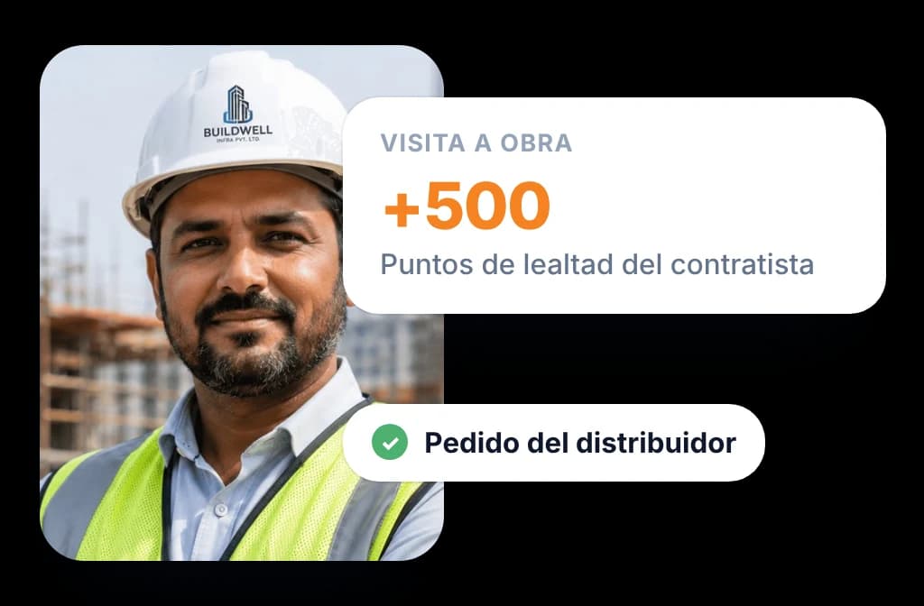 Visita a obra en materiales de construcción: el contratista gana 500 puntos y se registra un pedido
