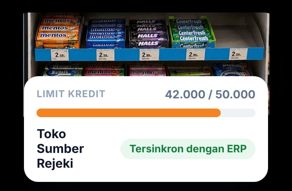 Limit kredit outlet tersinkron dengan ERP: 42.000 dari 50.000 terpakai sebelum pesanan berikutnya