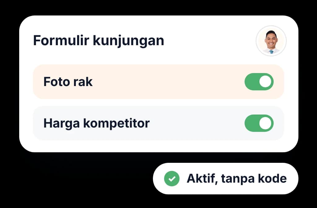 Pembuat formulir tanpa kode: manajer menambah kolom foto rak dan harga kompetitor