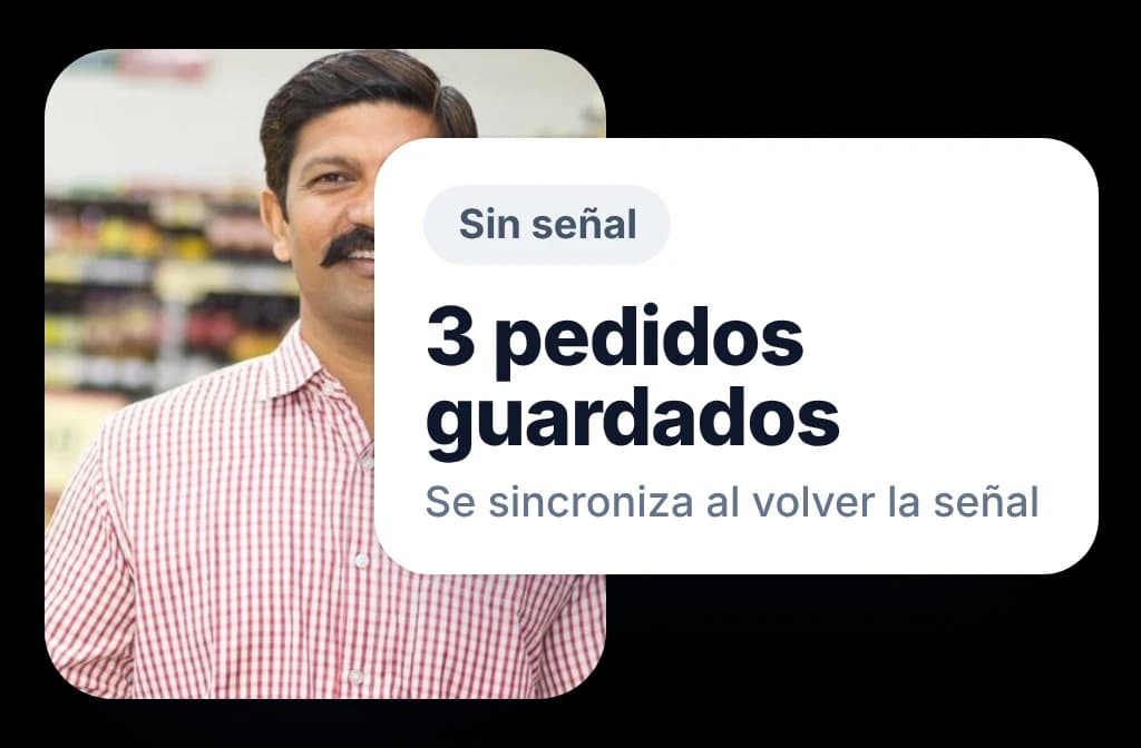 App SFA sin señal en una tienda: tres pedidos guardados que se sincronizan al volver la señal