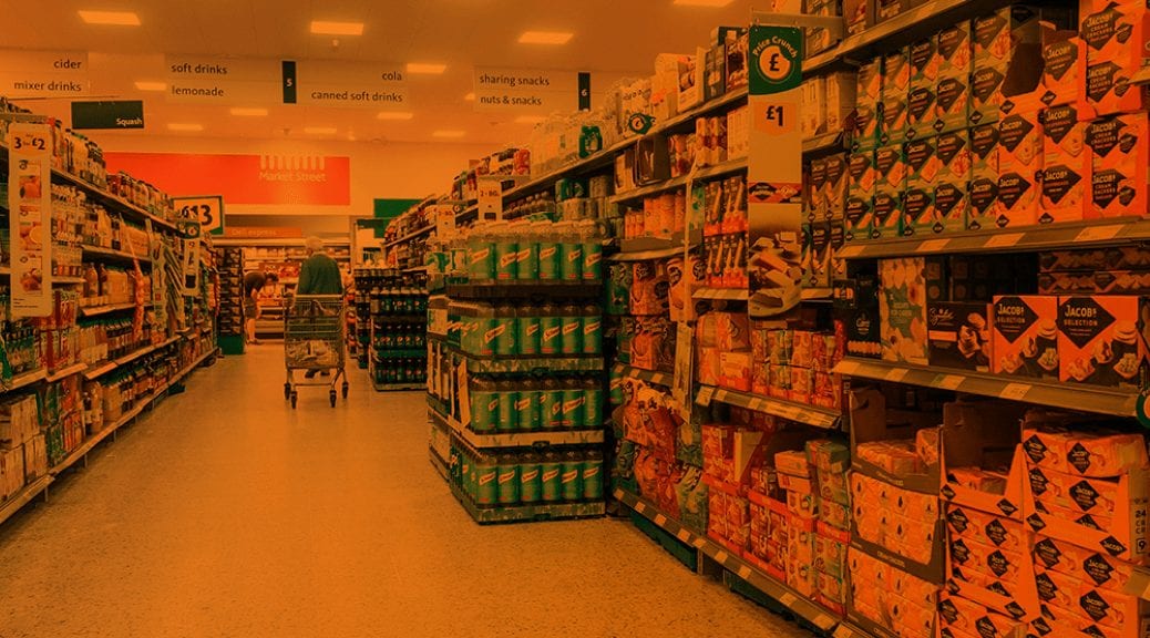 Benefits of sales force automation: FMCG supermarket aisle.