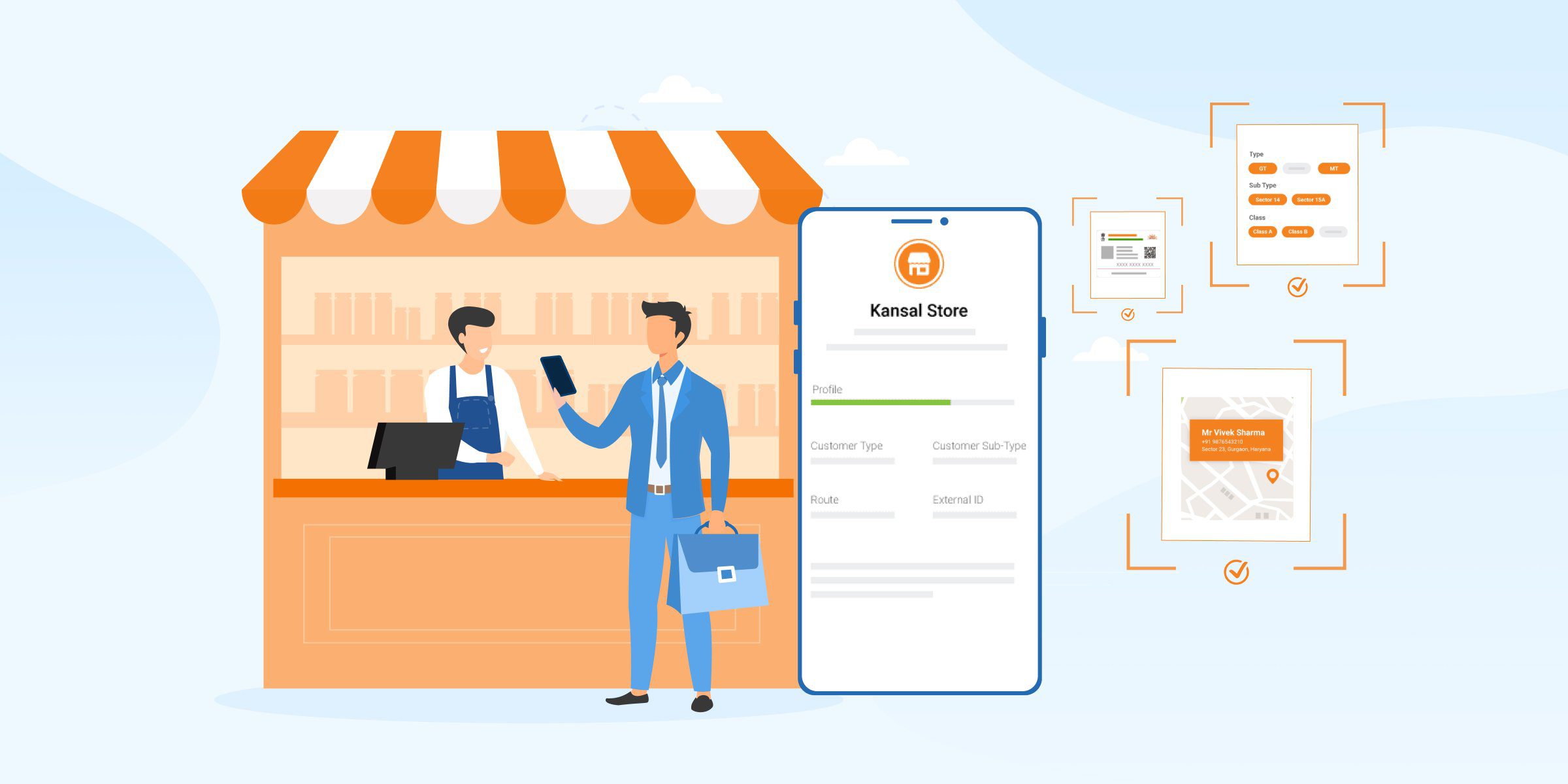 Customer profiling: Illustration of intelligent onboarding & retail engagement via mobile app.