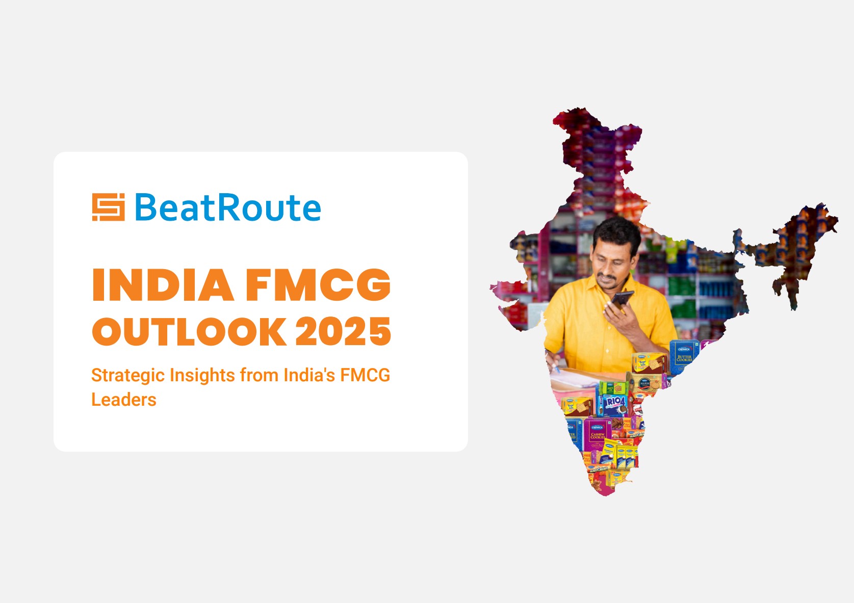 Perspectivas de la industria de bienes de consumo de la India en 2025: Un minorista de la India utiliza un teléfono móvil.