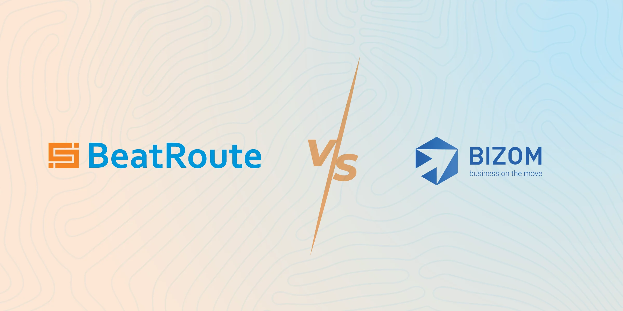 BeatRoute vs Bizom comparison banner showing the logos of both retail execution platforms side by side on a gradient background