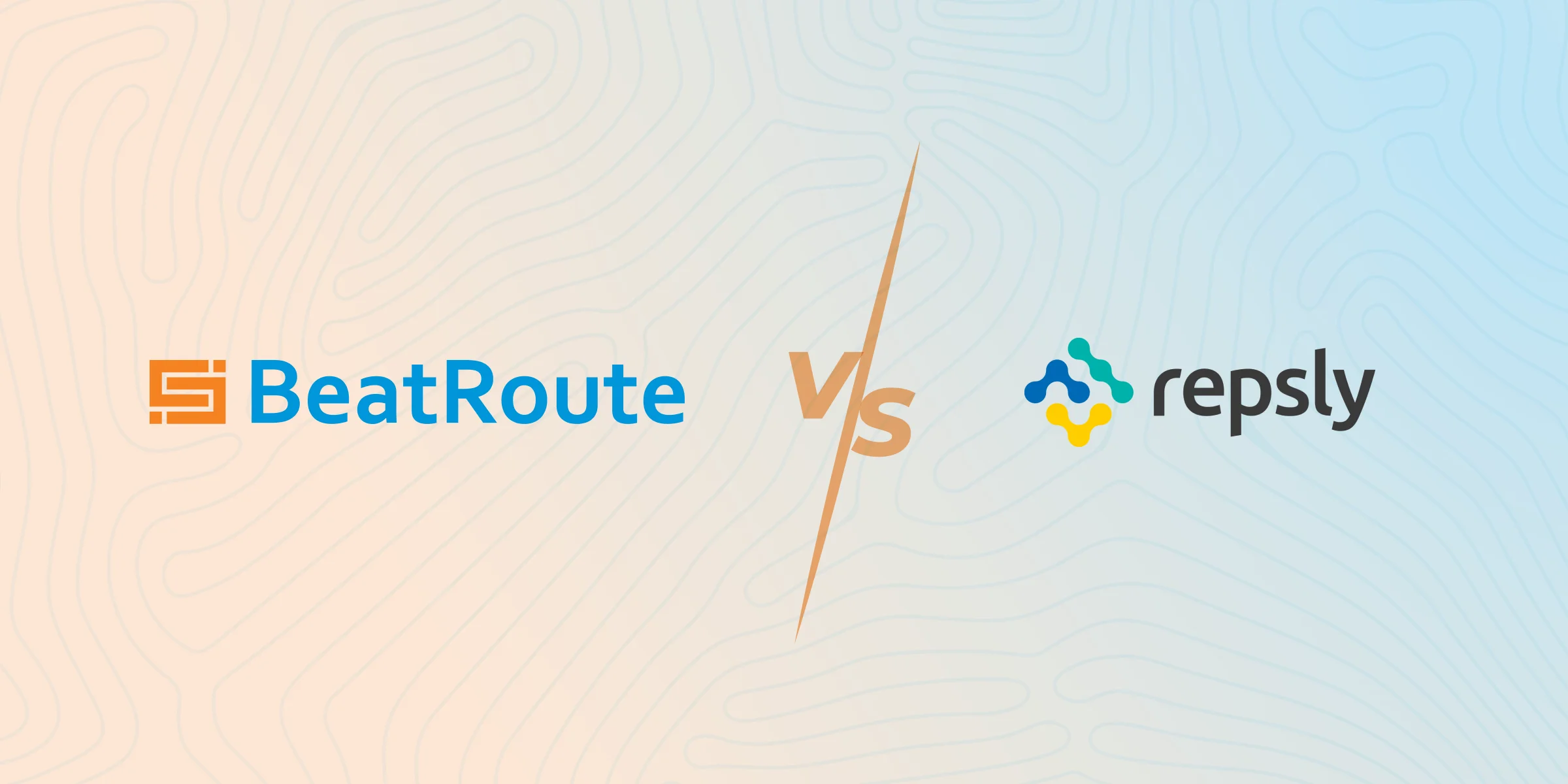 BeatRoute vs Repsly comparison banner showing the logos of both retail execution platforms side by side on a gradient background.