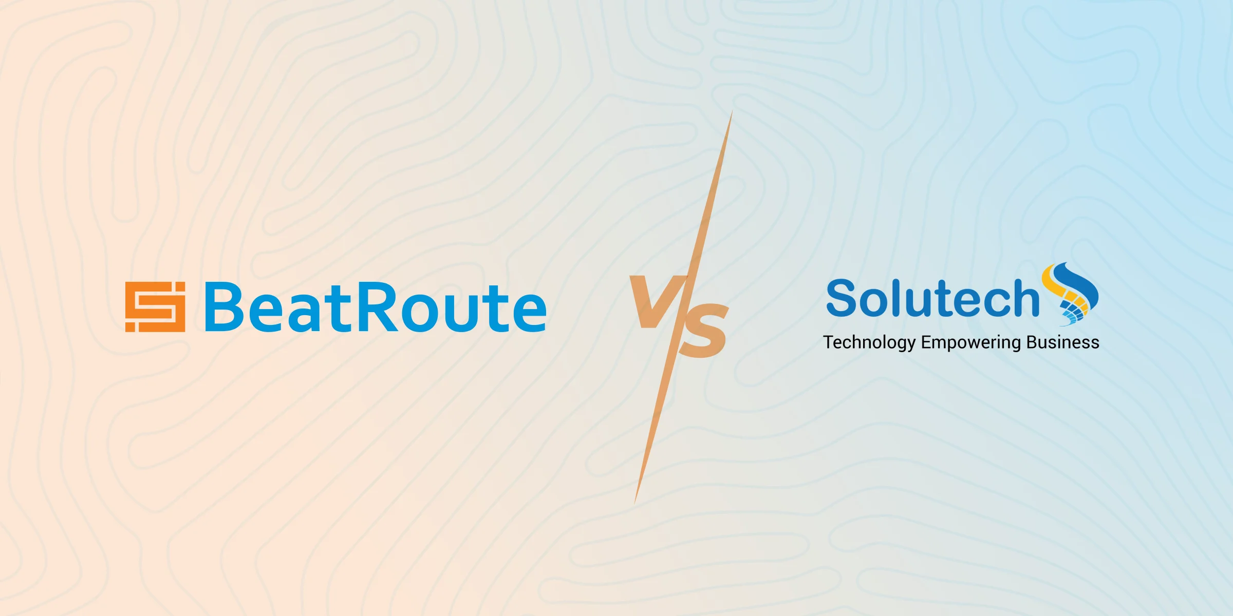 BeatRoute vs Solutech comparison banner showing the logos of both retail execution platforms side by side on a gradient background