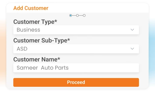 Add new customers based on their type individual business or site - Customer Onboarding