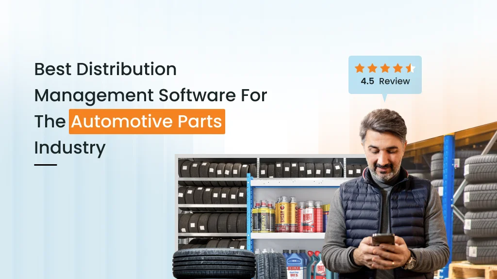 BeatRoute distribution management software for the automotive parts industry showing a warehouse with tires and lubricants and a distributor using a mobile deviceBeatRoute distribution management software for the automotive parts industry showing a warehouse with tires and lubricants and a distributor using a mobile device