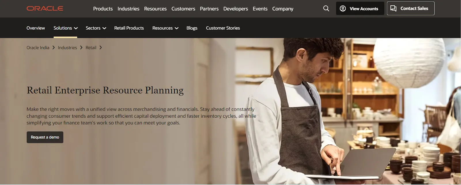 Oracle Retail ERP retail management software website